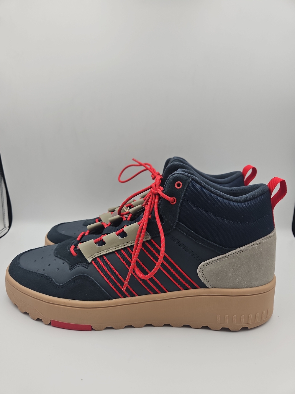 adidas Navy High-Top Sneakers with Red Accents and Gum Sole